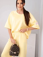 Dámska maslová viskózna mikina a široké nohavice svetlo fialová