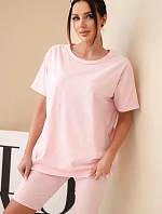 Dámsky bavlnený set s krátkym rukávom a šortkami žltý