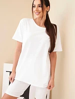 Dámsky bavlnený set s krátkym rukávom a šortkami žltý