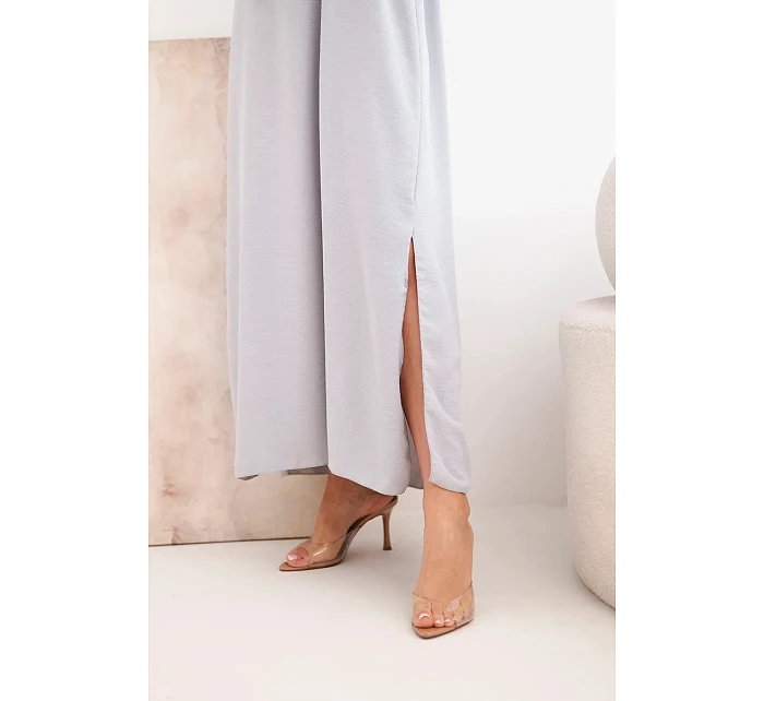 Dlouhé šaty na ramínka šedá Dlouhé šaty na ramínka šedá