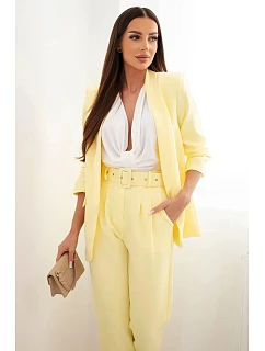 Elegantná súprava saka a nohavíc žltej farby