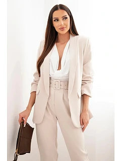 Elegantný set saka a nohavíc béžovej farby