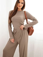 Dámska súprava z viskózy s blúzkou a širokými nohavicami fango