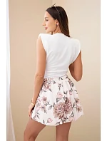 Dámske viskózové šortky s kvetinovou potlačou a viazaním v páse