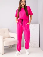 Dámsky bavlnený set: blúzka s krátkym rukávom a tepláky fuchsiová