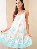 Dámske šaty bez ramienok s mätovou potlačou