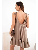 Dámske viskózové šaty bez ramienok s volánom a fango viazaním