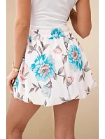 Dámske viskózové šortky s kvetinovým vzorom a viazaním v páse mätová