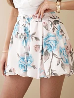 Dámske viskózové šortky s kvetinovým vzorom a viazaním v páse mätová