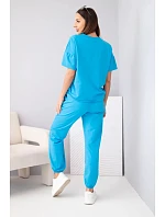 Dámska bavlnená blúzka s krátkym rukávom a teplákové nohavice tyrkysová