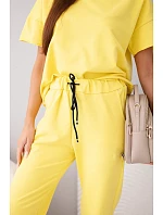 Dámska bavlnená blúzka s krátkym rukávom a tepláky Yellow