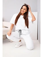 Dámska bavlnená blúzka s krátkym rukávom a tepláková súprava White