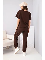 Dámska bavlnená blúzka s krátkym rukávom a tepláky Brown