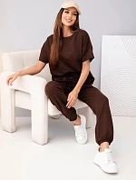 Dámska bavlnená blúzka s krátkym rukávom a tepláky Brown