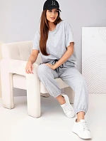 Dámska bavlnená blúzka s krátkym rukávom a tepláky Grey