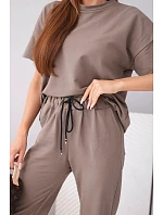 Dámska bavlnená súprava, blúzka s krátkym rukávom a tepláky fango