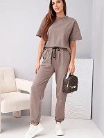 Dámska bavlnená súprava, blúzka s krátkym rukávom a tepláky fango