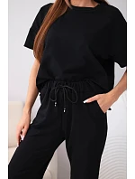 Dámske bavlnené tričko s krátkym rukávom a tepláky čierne