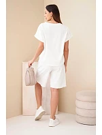 Dámske bavlnené tričko s krátkym rukávom a šortky s elastickým pásom ecru