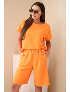 Dámske bavlnené tričko s krátkym rukávom a šortky s elastickým pásom Orange