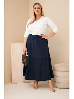Plus veľkosť dámske bavlnené mušelínové sukne s volánom a elastickým pásom námornícka modrá