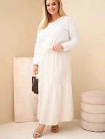 Dámská sukně Plus Size bavlněná mušelínová s volánem a gumou béžová