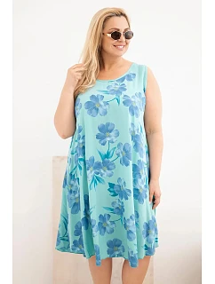 Dámske šaty Plus Size z viskózy s kvetinovým vzorom na ramienkach Mint