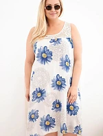 Dámské šaty Plus Size z viskózy s květinovým vzorem a krajkovým výstřihem béžová