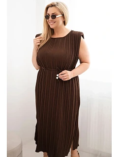 Dámske plus veľkosť viskózové skladané šaty s kravatami Brown