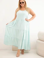 Dámské viskózové šaty na zavazovacích ramínkách mátová