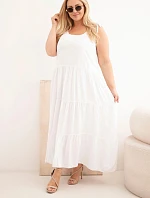 Dámské viskózové šaty na zavazovacích ramínkách bílá