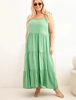 Dámské viskózové šaty na zavazovacích ramínkách zelená