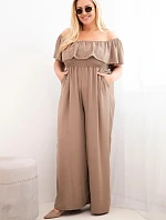 Dámske Plus veľkosť kombinéza s volánom a krátkymi rukávmi Fango