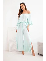 Dámský viskózový boho komplet s volány mátový Dámský viskózový boho komplet s volány mátový