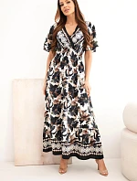 Dámské viskózové zavinovací šaty se vzorem černá