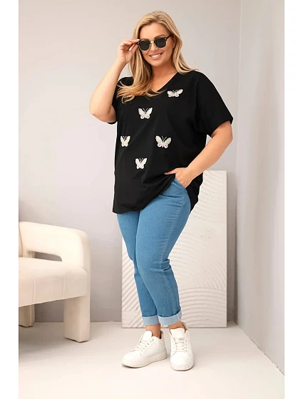 Dámská bavlněná halenka Plus Size s model 22185733 černá - K-Fashion Dámská bavlněná halenka Plus Size s model 22185733 černá - K-Fashion