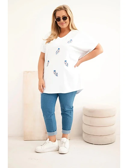 Dámská bavlněná halenka Plus Size s model 22185747 bílá - K-Fashion
