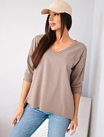 Dámská bavlněná oversized halenka s výstřihem do V a prodlouženým zadním dílem fango