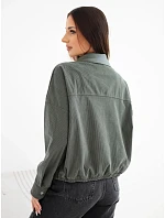 Dámská manšestrová bunda s kapsami a model 22347736 khaki - K-Fashion Dámská manšestrová bunda s kapsami a model 22347736 khaki - K-Fashion