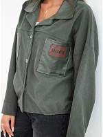 Dámská manšestrová bunda s kapsami a model 22347736 khaki - K-Fashion Dámská manšestrová bunda s kapsami a model 22347736 khaki - K-Fashion