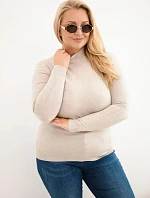 Dámsky plus veľkosť viskózový sveter s rolákom béžová
