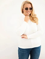 Dámsky sveter Plus Size z viskózy s rolákom v farbe ecru