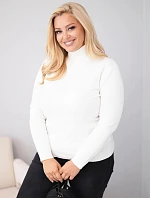 Dámský viskózový svetr Plus Size s rolákem v klasickém střihu ecru zelená