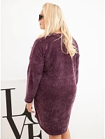 Dámské šaty Plus Size manšestrové s volným střihem fialová tmavá