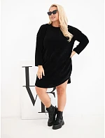 Dámské šaty Plus Size manšestrové s volným střihem černá