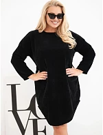 Dámské šaty Plus Size manšestrové s volným střihem černá