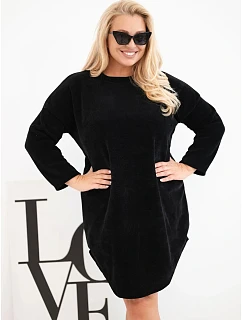 Dámské šaty Plus Size manšestrové s volným střihem černá