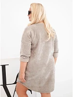 Dámské šaty Plus Size manšestrové s volným střihem fango hnědá