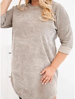 Dámské šaty Plus Size manšestrové s volným střihem fango hnědá