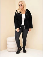 Dámská mikina Plus Size manšestrová s kapucí a zipem oversize černá
